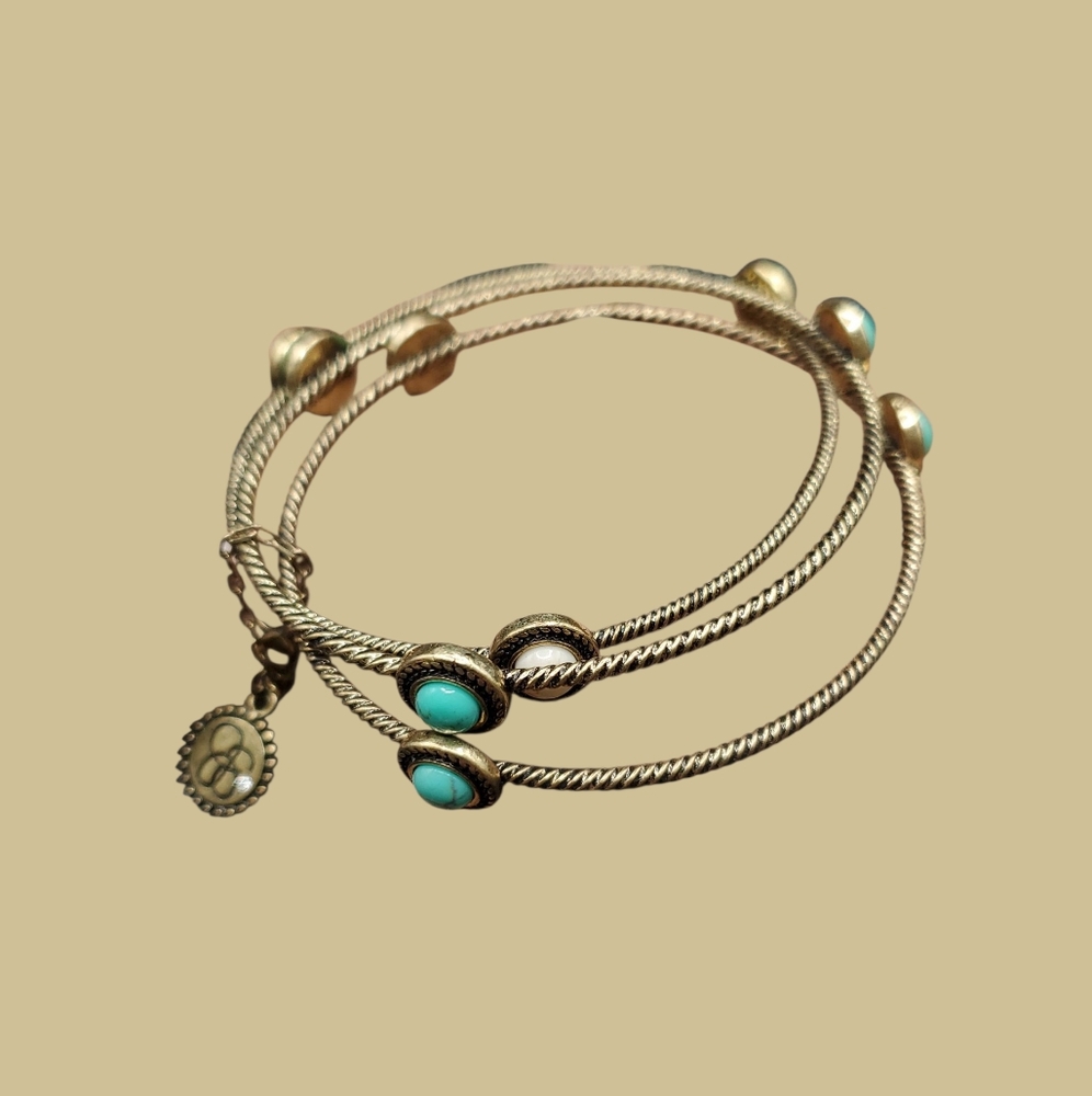 Matte Gold and Turquoise Bangle Set By Jessica Simpson
